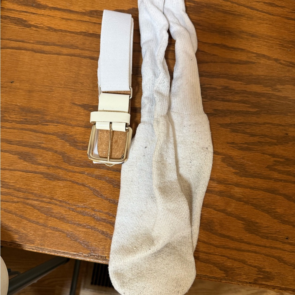 White Men's Socks and Belt Set baseball